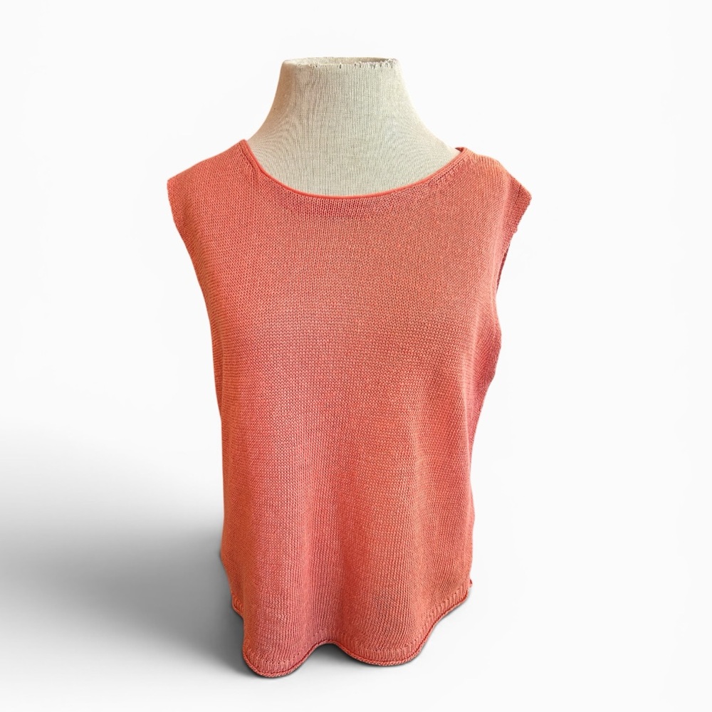 Poetry Women 100% Linen Sleeveless Vest Knitted Top Relaxed Boxy Shape